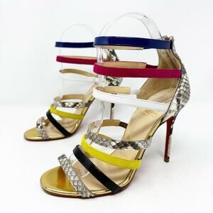 Christian Louboutin Mariniere Python Strappy Sandals Heels Womens Size EU 36.5